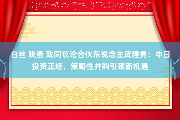 白丝 跳蛋 致同议论合伙东说念主武建勇：中日投资正经，策略性并购引颈新机遇