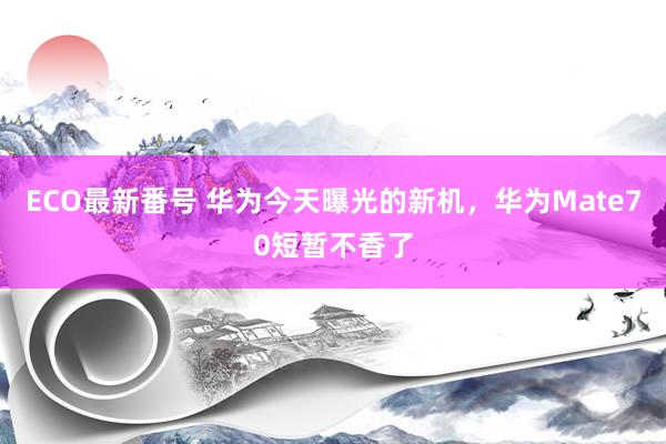 ECO最新番号 华为今天曝光的新机，华为Mate70短暂不香了