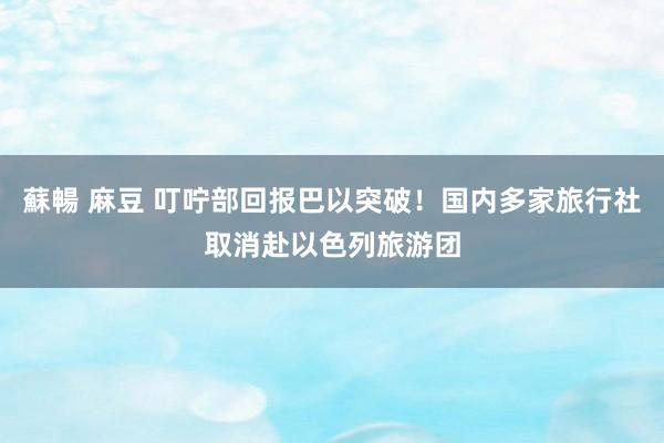 蘇暢 麻豆 叮咛部回报巴以突破！国内多家旅行社取消赴以色列旅游团