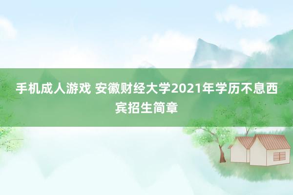 手机成人游戏 安徽财经大学2021年学历不息西宾招生简章