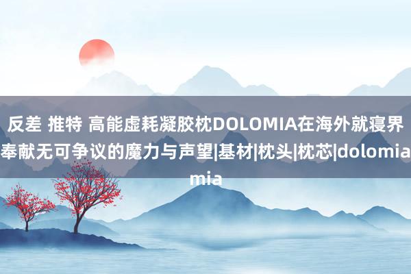 反差 推特 高能虚耗凝胶枕DOLOMIA在海外就寝界奉献无可争议的魔力与声望|基材|枕头|枕芯|dolomia