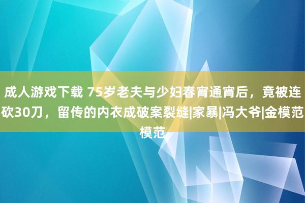 成人游戏下载 75岁老夫与少妇春宵通宵后，竟被连砍30刀，留传的内衣成破案裂缝|家暴|冯大爷|金模范